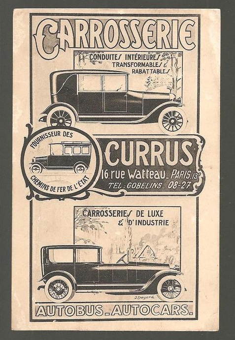 Antigua publicidad de Currus. Citroën U55 Cityrama Currus